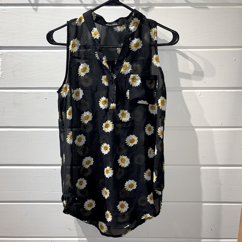 Wet Seal sheer Sunflower top size S